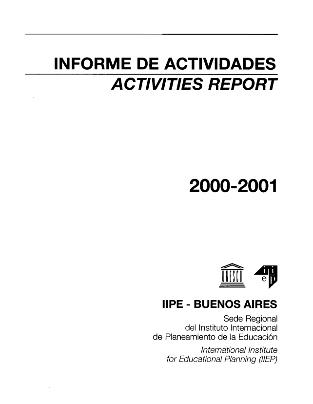 Relatório de atividades 2000-2001