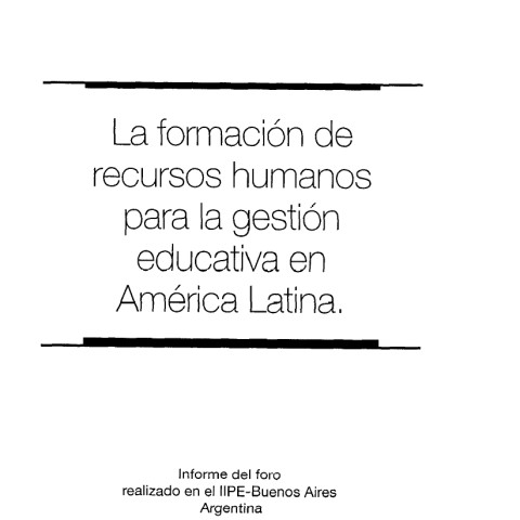 La formación de recursos humanos para la gestión educativa en América Latina