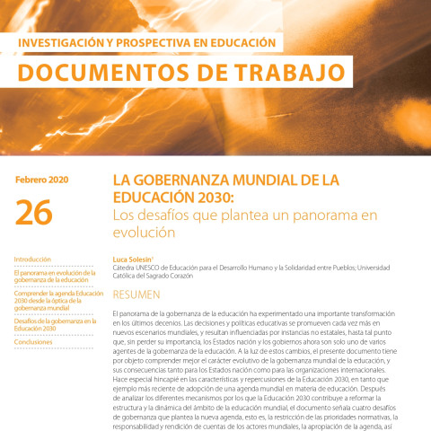 La gobernanza mundial de la Educación 2030