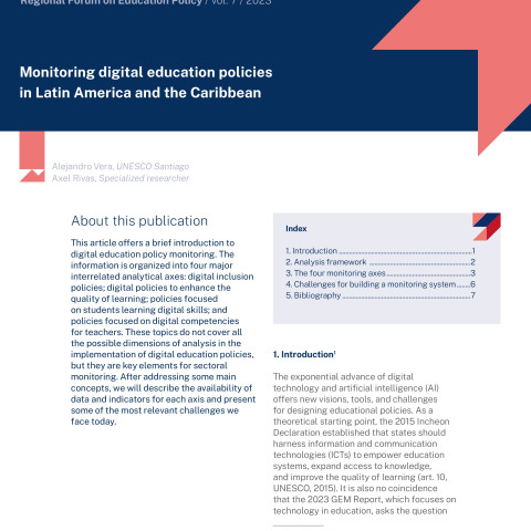 Monitoring digital education policies in Latin America and the Caribbean